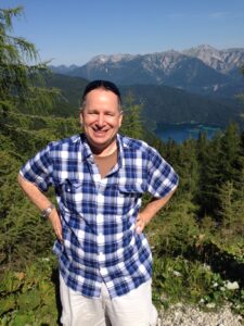 Michael Gold at a stop on the cog train coming down from the Zugspitze in Germany.