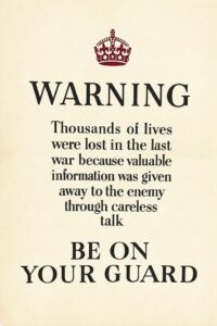 "Be On Your Guard"—reminders of secrecy posted throughout the underground complex.